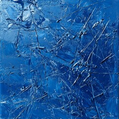 A blue monochrome paint canvas filled with the entire painting, with traces of paint brushes, traces in one direction, the paint coating is relatively thick and nothing else.