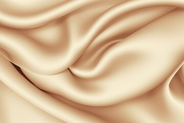 Obraz premium Abstract beige satin fabric with soft folds and wrinkles.