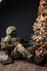 soldier, art, Christmas tree, military, new year, Christmas 