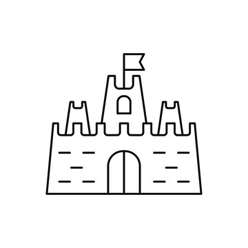 recommend clip art: Sand castle black and white flat vector icon design with editable stroke