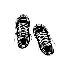 Hand-drawn sneakers silhouette, back-to-school theme silhouette