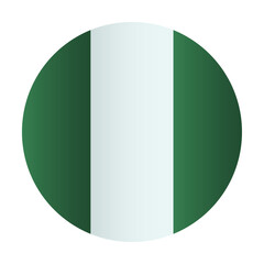 Nigeria national flag. Circle flag, badge icon. Vector illustration