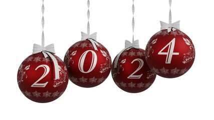 Filmato. Illustrazione 3D. Anno nuovo 2025 Capodanno 2025 decorazione natalizia che annuncia il nuovo anno. Il 2025 sostituisce il 2024.