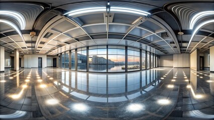 VR 360 studio panorama with reflections. Animation hdri, virtual reality, 360 degree, studio, panorama, reflections