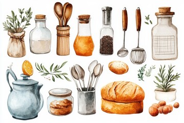 Whimsical Watercolor Baking Sticker Set for Planners and Recipe Books