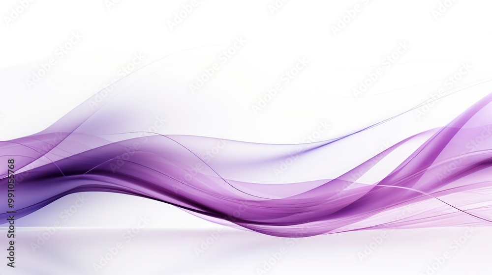 Wall mural abstract purple and white wavy background with flowing lines and smooth gradient