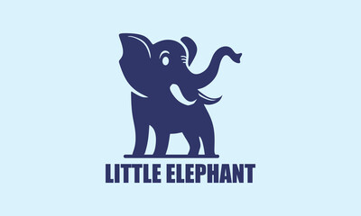 GREAT LITTLE ELEPHANT LOGO, silhouette of funny elephant standing vector illustrations