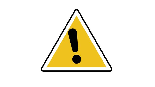 Warning symbol loop animation footage on black solid background