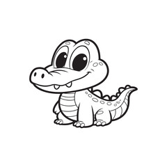 Sweet and Smiling Baby Alligators - Cartoon Crocodile Illustrations.