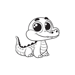 Sweet and Smiling Baby Alligators - Cartoon Crocodile Illustrations.