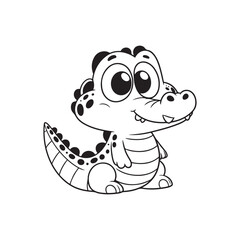 Sweet and Smiling Baby Alligators - Cartoon Crocodile Illustrations.