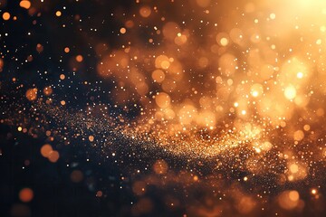 Obraz premium Abstract Background Animation with Floating Particles in Gold Tones for Digital Design.