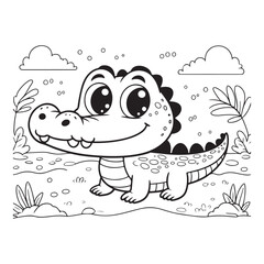 Charming Baby Alligators - Cute and Fun Crocodile Illustrations.