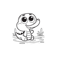 Friendly and Cute Baby Crocodiles - Cartoon Alligator Vector.