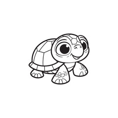 Charming Turtle and Baby Alligators - Cute Cartoon Vector.