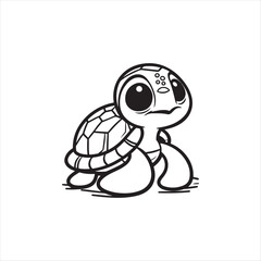 Charming Turtle and Baby Alligators - Cute Cartoon Vector.