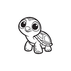 Adorable Cartoon Turtle and Baby Alligator Vector Illustration.