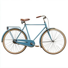 Blue womens bicycle Isolated on white background. Retro Vintage Ladies Bike