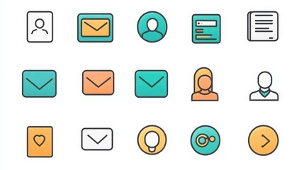 Contact thin line icon set.