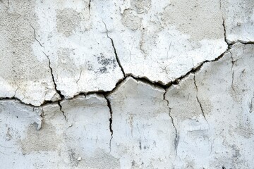 Obraz premium Cracked and Weathered White Wall Surface