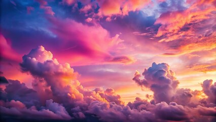 Fototapeta premium Beautiful sunset casting a pink and purple glow on fluffy clouds, sunset, beautiful, pink, purple, clouds, colorful, sky