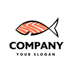 Sushi fish salmon logo vector