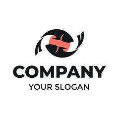 Sushi fish salmon logo vector