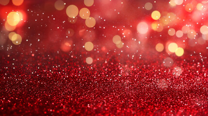Red glitter christmas abstract background with bokeh defocused lights Abstract glitter bokeh holiday red background festive sparkle red background is beautifull  red glitter colour
