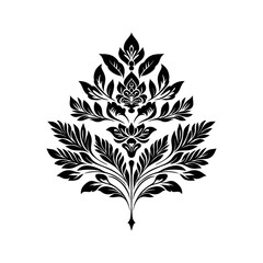 Abstract linocut flowers with magic, girls and mystical in ornate rural folk scandinavian style. Hand drawn Illustration, Linocut Blockprint.