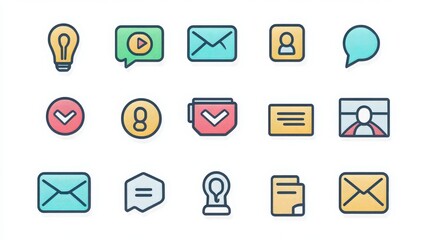 Contact thin line icon set. Containing phone, email envelope, chat bubble, address book , person icon, mobile phone, message