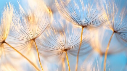 Dandelion Flower Under Blue Sky, Minimalist, Abstract Image, Texture, Pattern Background, Wallpaper, Cover and Screen of Smartphone, PC, Laptop, 9:16 and 16:9 Format