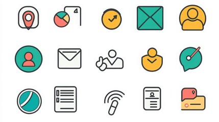 Contact thin line icon set. Containing phone, email envelope, chat bubble, address book , person icon, mobile phone, message