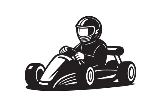 recommend clip art: Gokart sport automotive silhouette vector illustration logo.