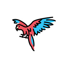 Ara chloropterus color icon. Macaw Ara flying