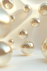 Fototapeta premium Abstract texture background with 3D pearl-gold balls