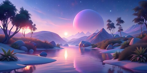 Naklejka premium Smooth pastel gradients blending into a serene nature scene