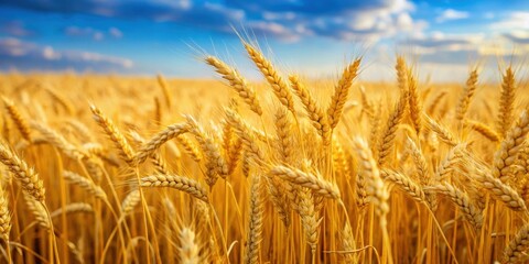 A beautiful field of golden wheat swaying in the breeze, agriculture, rural, farm, crop, harvest, nature, ripe, organic