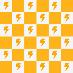 Seamless pattern Thunder on checkered background
