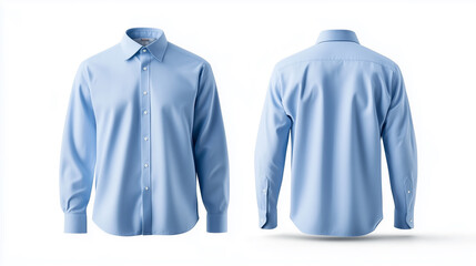 blue shirt mockup front and back view on white background
