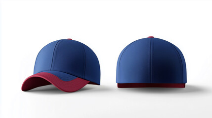 Fototapeta premium red blue cap mockup front and back view on white background