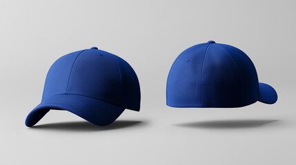 blue cap mockup front and back view on white background