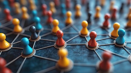 Conceptual design of a social network with people icons.