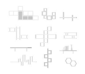 Vector Set of Creative Wall Shelf Illustrations for Interior Design