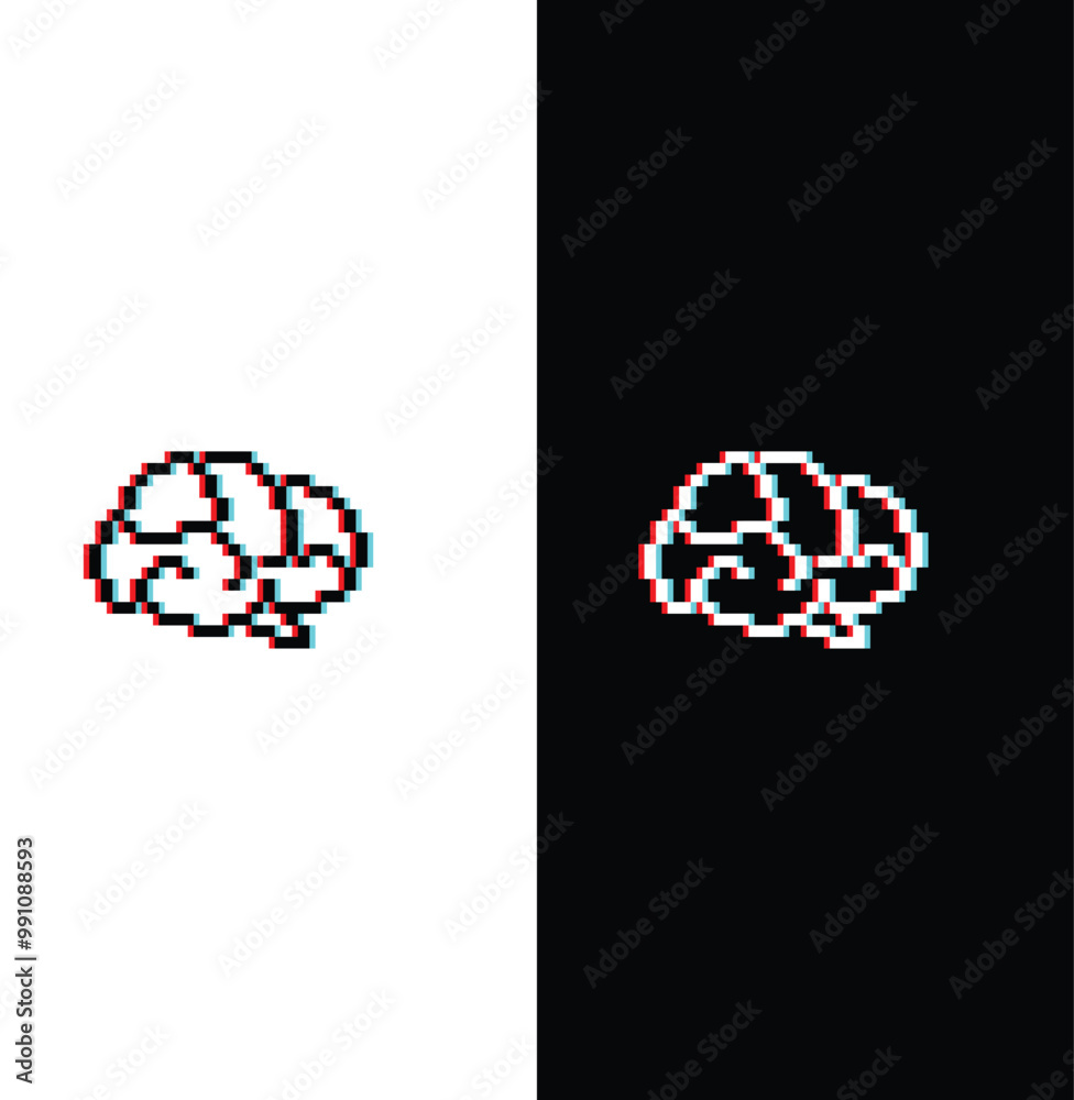 Fototapete pixel brain icon. vector pixel art brain 8 bit logo for game