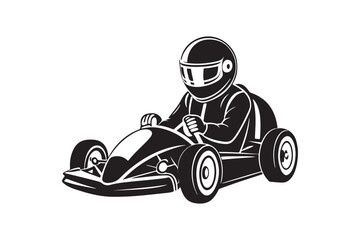 Gokart sport automotive silhouette vector illustration logo.