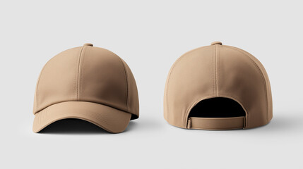 brown cap mockup front and back view on white background