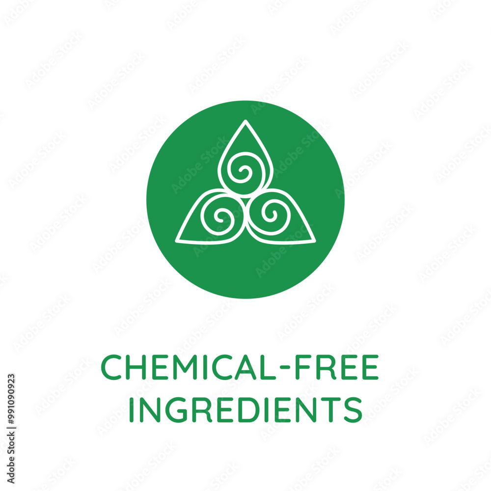 Aufkleber Vector line design element, badge and icon for food and cosmetics packaging in mono linear style - chemical free ingredients