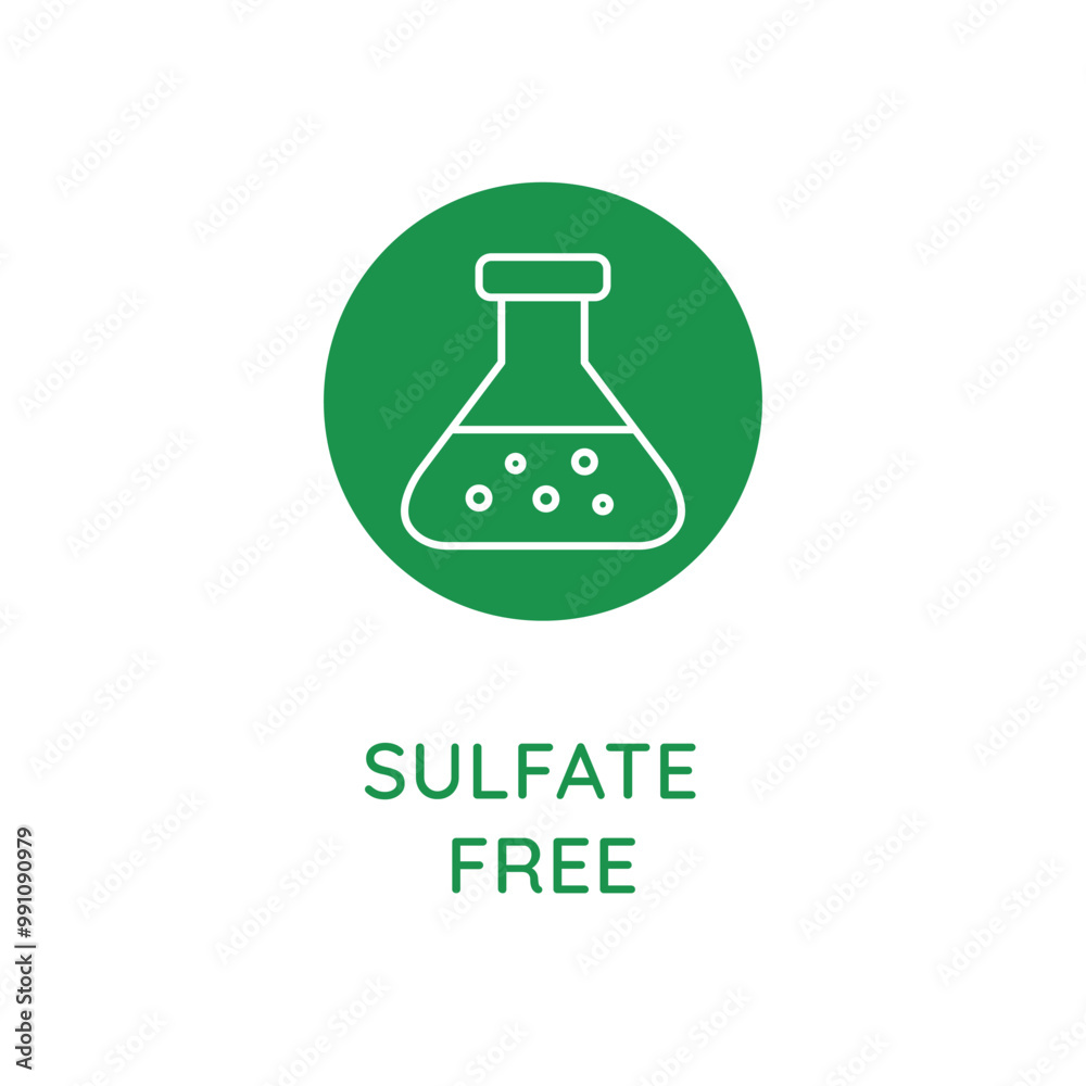 Poster Vector line design element, badge and icon for food and cosmetics packaging in mono linear style - sulfate free