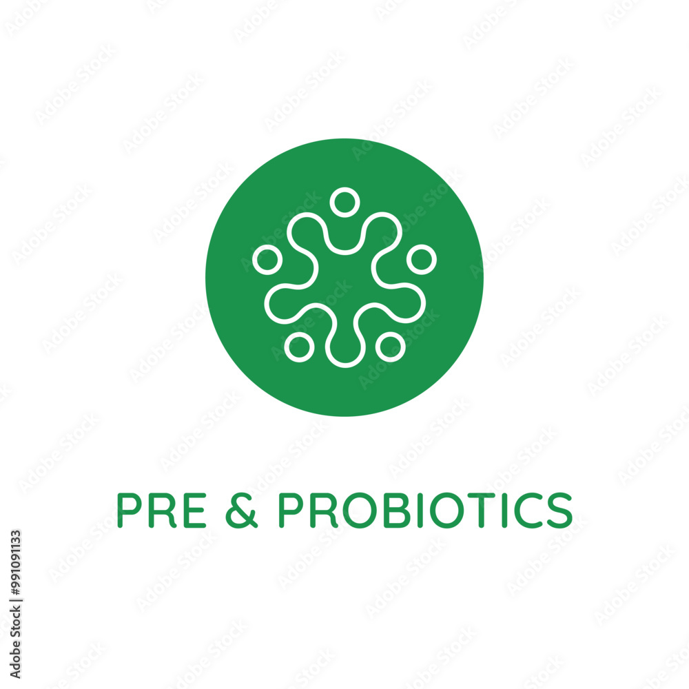 Aufkleber Vector line design element, badge and icon for food and cosmetics packaging in mono linear style - probiotics and prebiotics