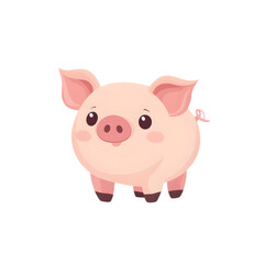 Fototapeta premium Cute Kawaii Piglet Character in Fluffy Style